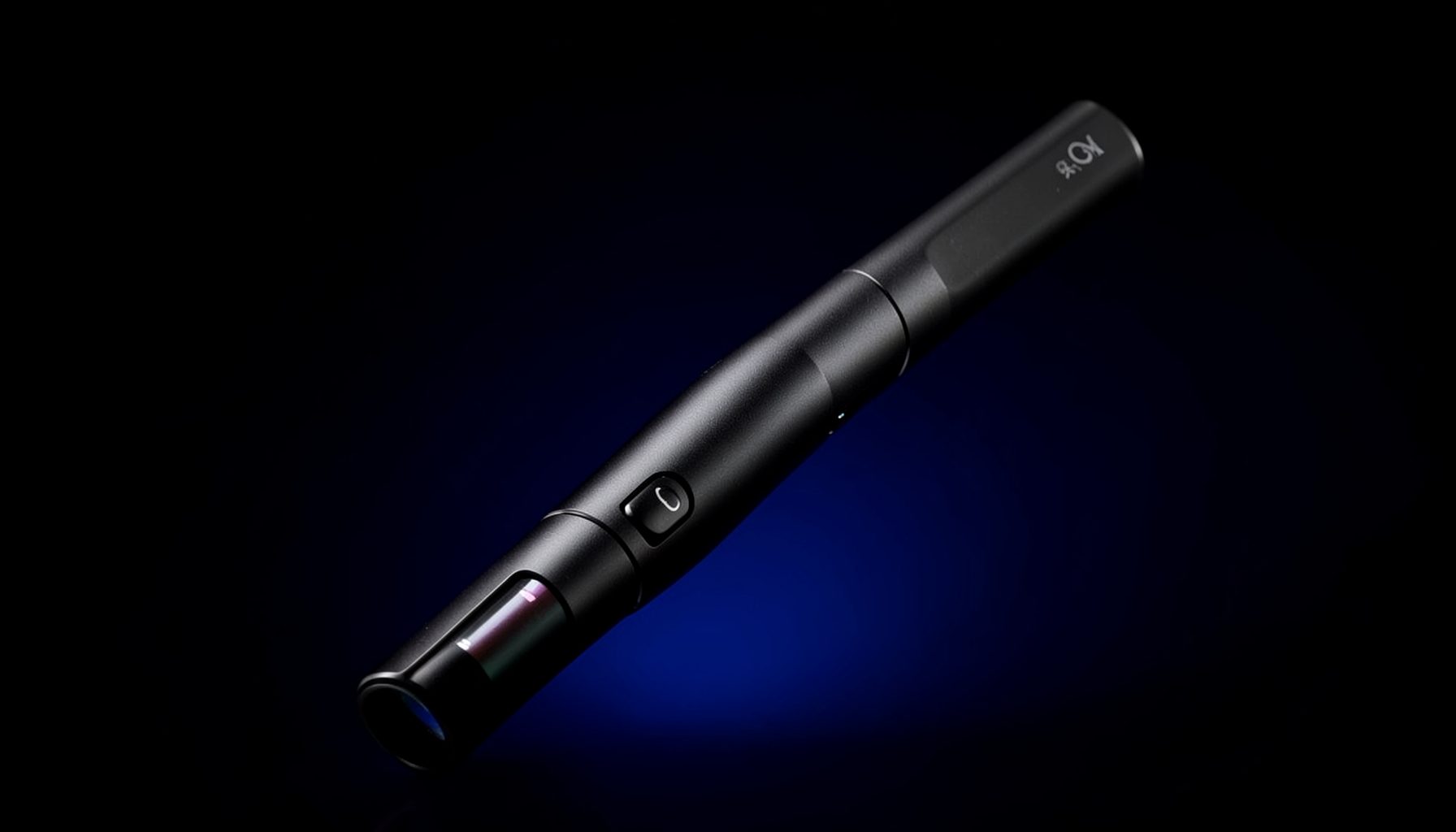 Larger premium vape pen against a deep black and indigo gradient, suggesting high capacity and luxury